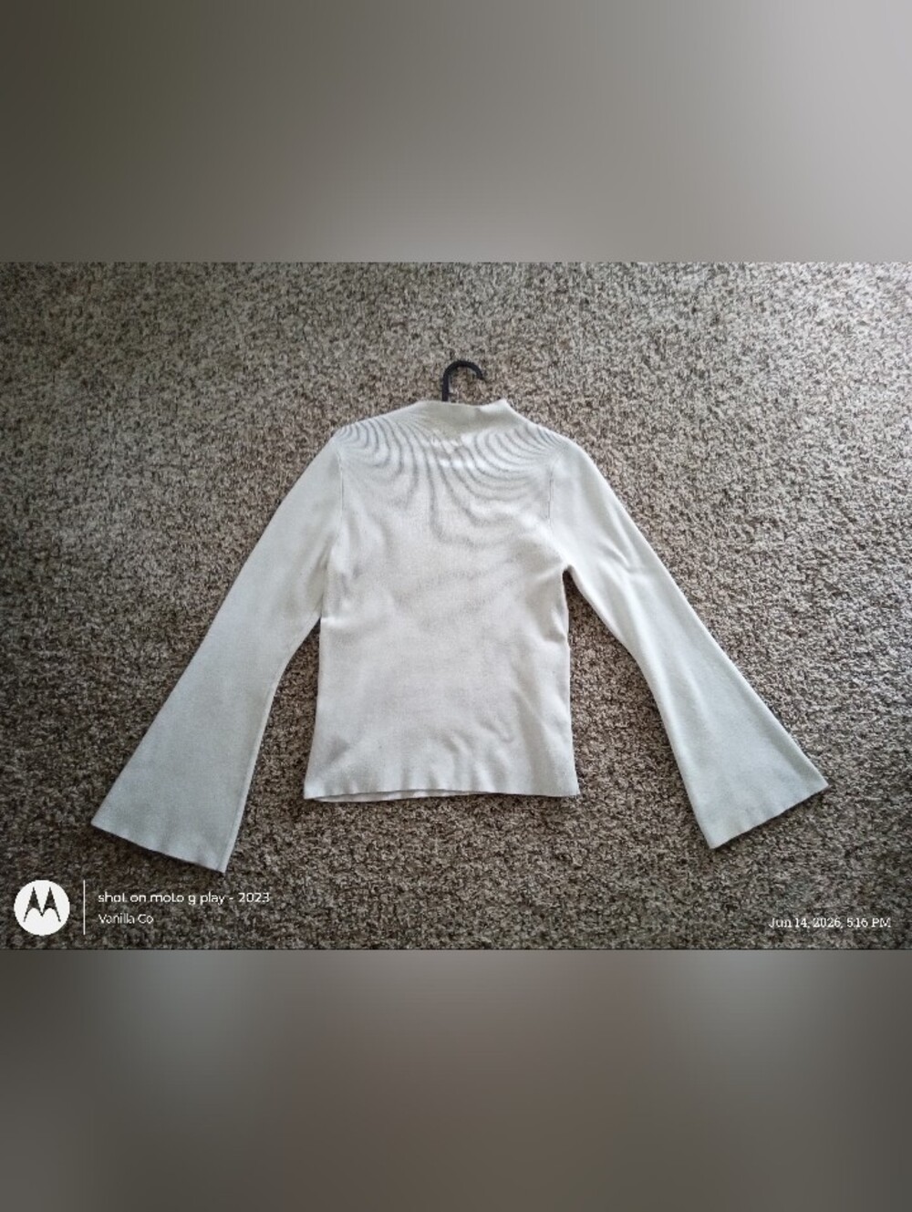 Anthropologie Maeve Arlowe Bell Sleeve Sweater Mockneck Ivory Size Medium - Picture 5 of 15